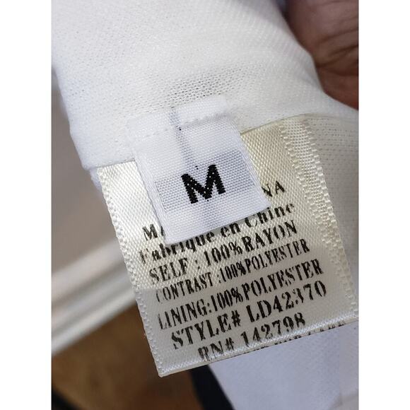 Fashion Port Shift Dress Women Medium White Contrast Tassel V Neck Short Sleeve - Picture 6 of 13